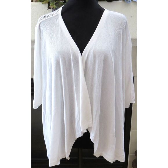 Elle Open Front Short Sleeve Cardigan  White XXL NWOT - Picture 1 of 9